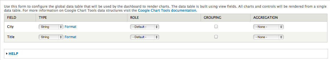 Configuring the data table